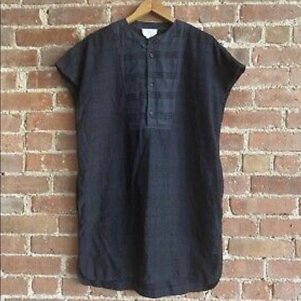 Billy Reid Navy Plaid/Linen Dress